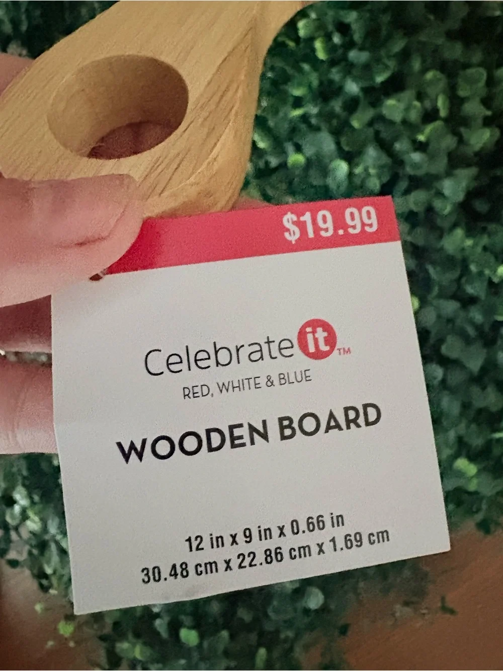 Celebrate It Natural Wood Paddle Board with Silver Star Accent